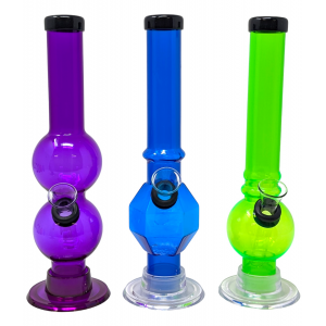 8" Acrylic Double Rim Water Pipe Assorted Styles/Color - [AJM24]